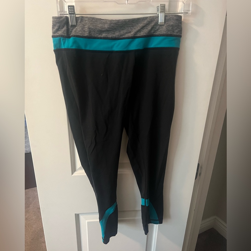 Lululemon Black/Teal Leggings, Size 8